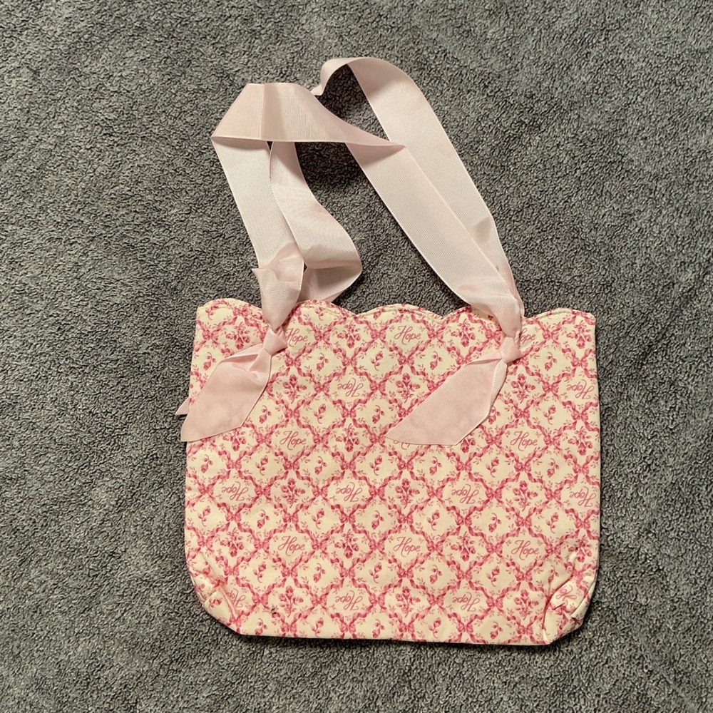Longaberger 2009 Horizon of Hope Tote Bag Pink Floral Ribbon Handles 23694 - Picture 3 of 8